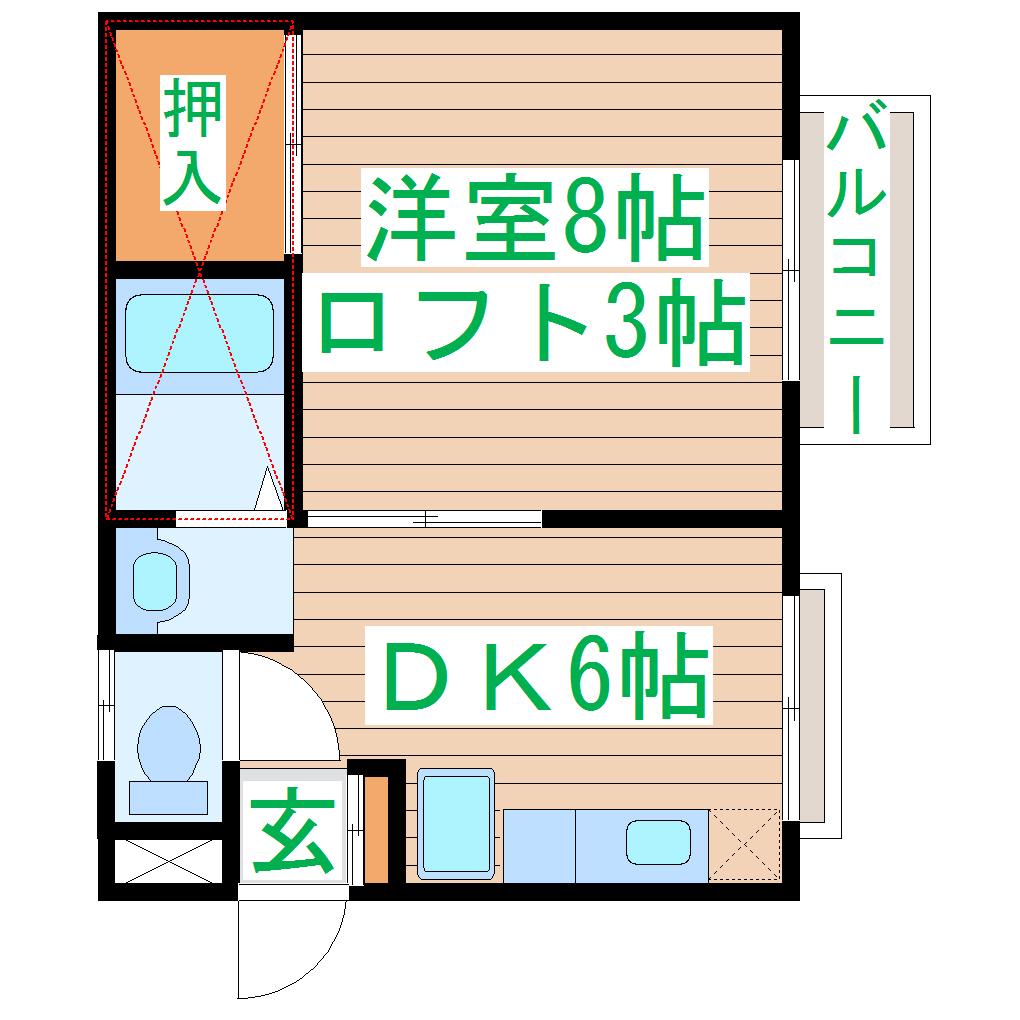 KDハイツ(1DK/1階)の間取り写真