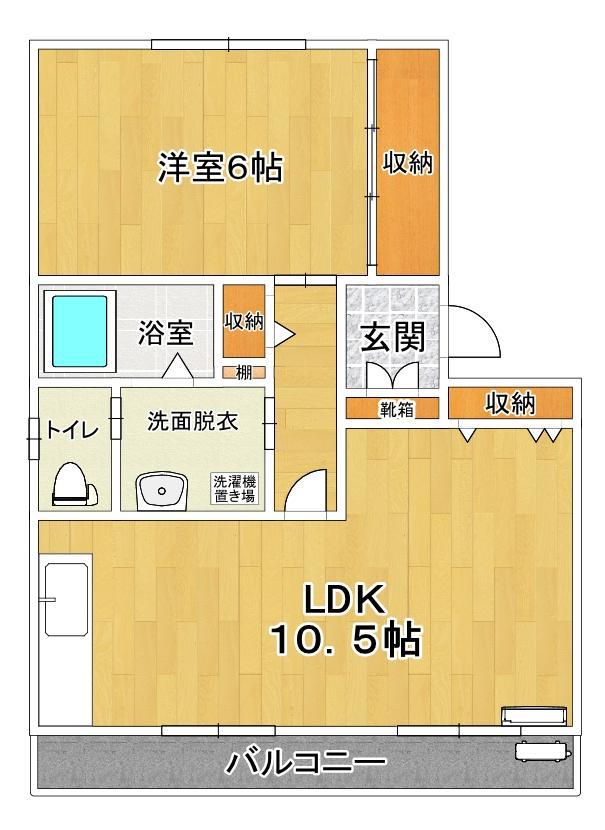 オリンピN(1LDK/2階)の間取り写真