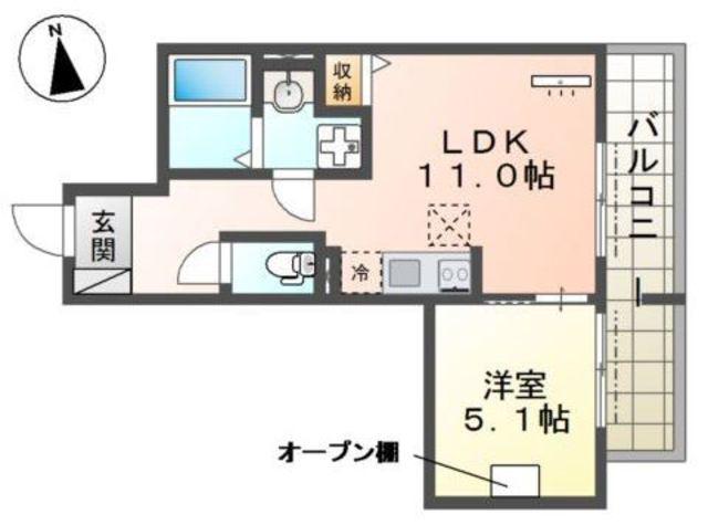 八王子市北野町マンション工事(1LDK/1階)の間取り写真