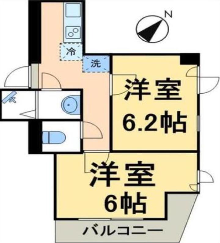 墨田区東駒形マンション(2K/4階)の間取り写真