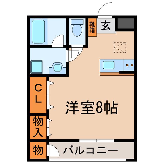 東野リバーサイド(ワンルーム/1階)の間取り写真