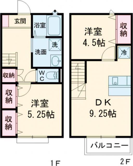 PLUMERIA B(2LDK/1階)の間取り写真