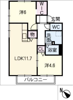 タウニーIKI(2LDK/1階)の間取り写真