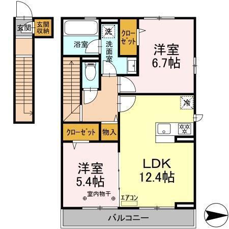 サザンレジデンス(2LDK/2階)の間取り写真