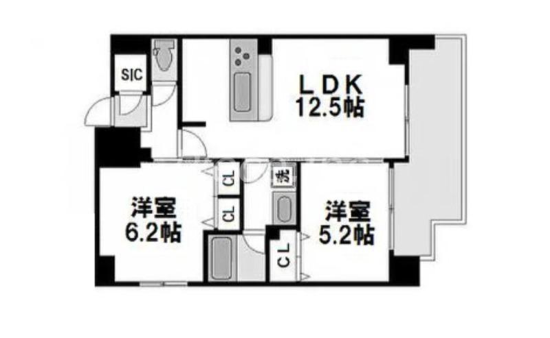 エステムコート新大阪10ザゲート(2LDK/14階)の間取り写真