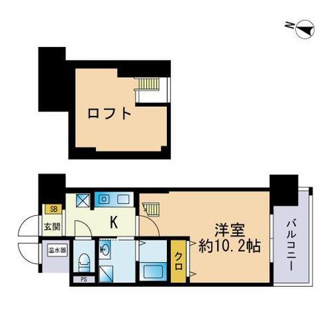 ネクストオーク大名(1K/5階)の間取り写真