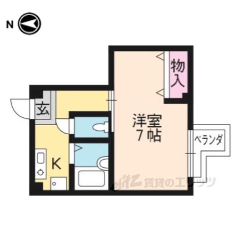 CARLVILLAⅢ(1K/2階)の間取り写真