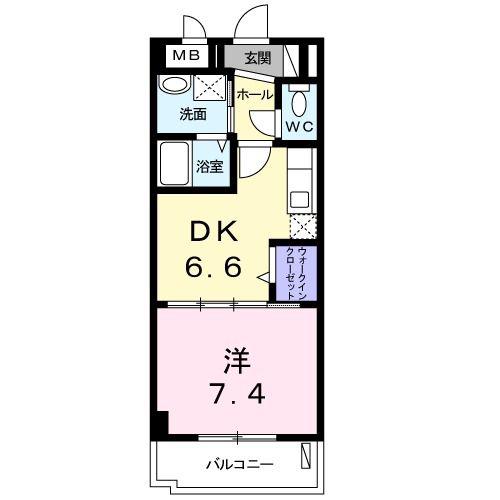 マンションハイビスカス(1DK/4階)の間取り写真