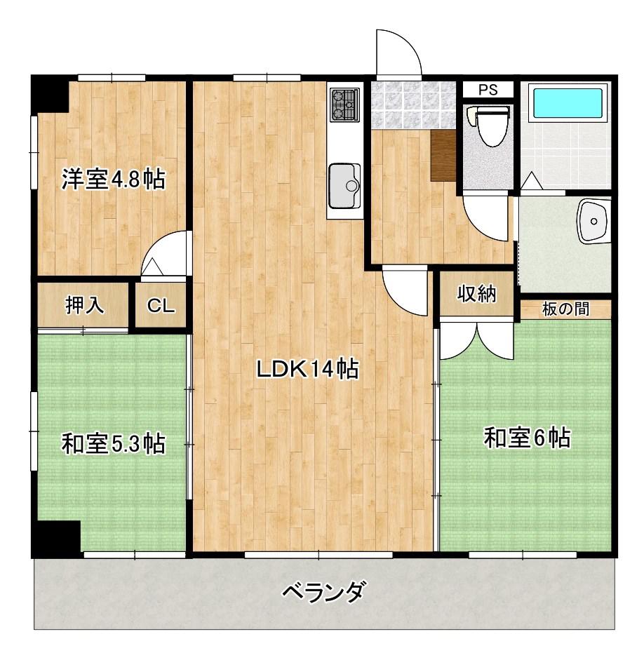 メゾンSAIKA(3LDK/4階)の間取り写真