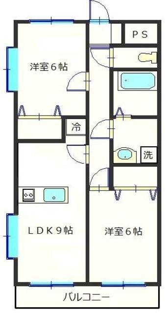 近藤リバティ(2LDK/2階)の間取り写真