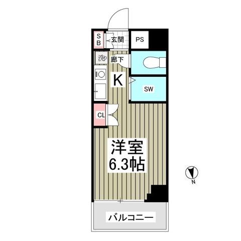 グランヒル松戸(ワンルーム/2階)の間取り写真
