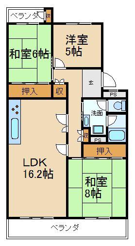 グリーンヒル光善寺 10号棟(3LDK/4階)の間取り写真