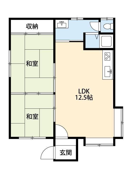 そよ風と川辺のフィナンシェ(2LDK/2階)の間取り写真
