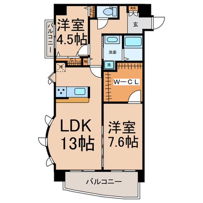ベルメゾン花筐(2SLDK/5階)の間取り写真