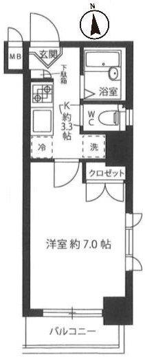 ベルガーデン常盤台(1K/3階)の間取り写真