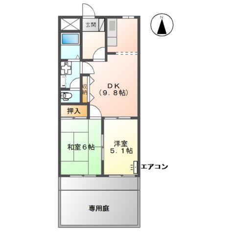 LAVIEENROSE(2DK/1階)の間取り写真