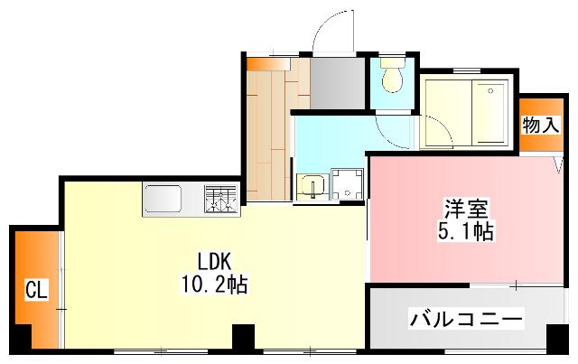 日野スカイマンション(1LDK/4階)の間取り写真