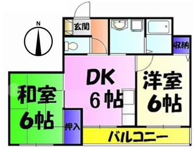 グランフィール稲毛(2DK/4階)の間取り写真
