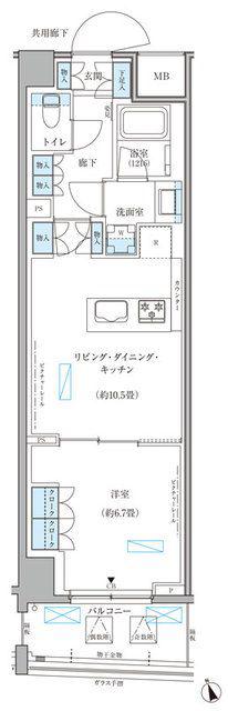 パークアクシス文京本郷(1LDK/6階)の間取り写真