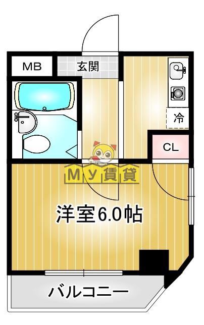 第100プロスパービル(1K/2階)の間取り写真