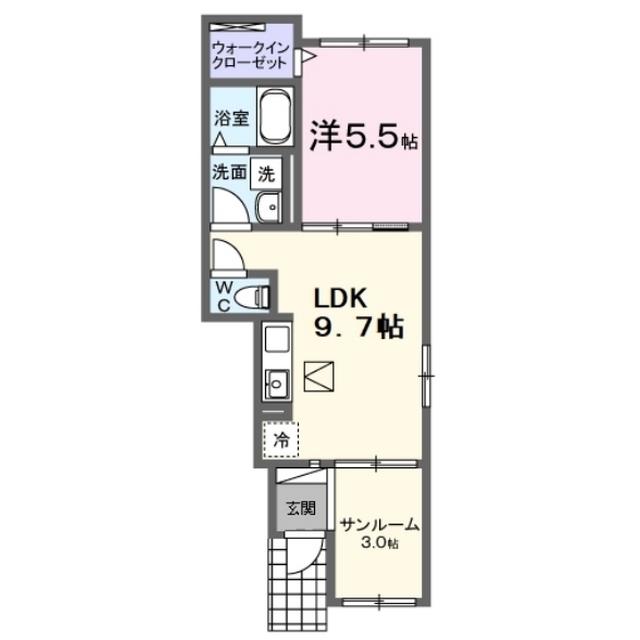 ディオネ(1LDK/1階)の間取り写真