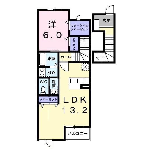 クリスタルハート(1LDK/2階)の間取り写真