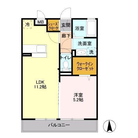 パークドプランタンC(1LDK/3階)の間取り写真