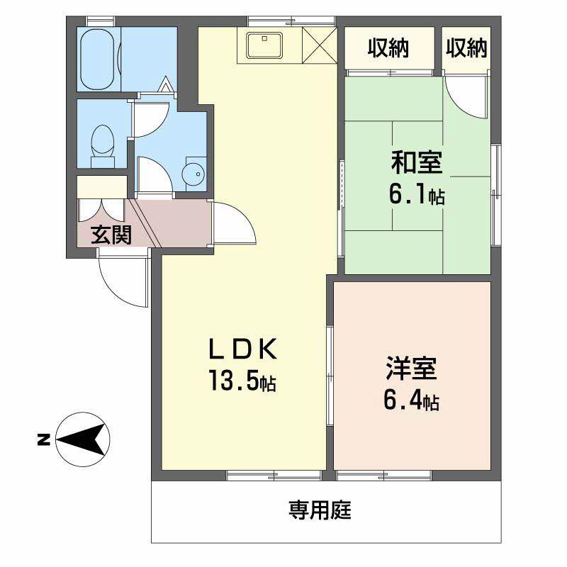 パークサイド・イズミ D号館(2LDK/1階)の間取り写真