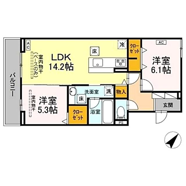 SHINE FORT(2LDK/1階)の間取り写真