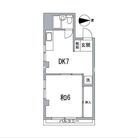 KOUビル(1DK/2階)の間取り写真