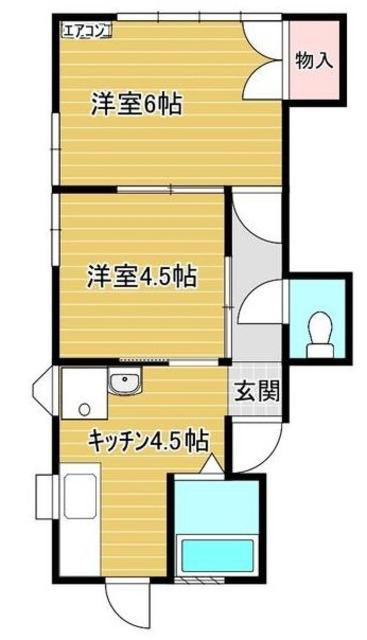 本町西加藤コーポ(2K/1階)の間取り写真