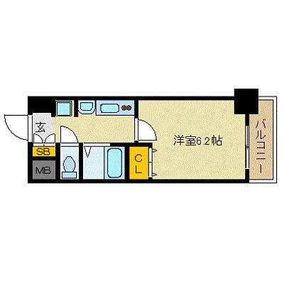 プレサンス心斎橋ザ・スタイル(1K/4階)の間取り写真