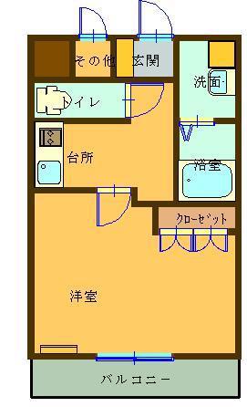 セリージィア(1K/2階)の間取り写真