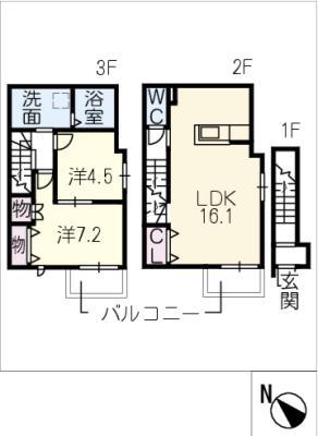 ブレス本山(2LDK/3階)の間取り写真