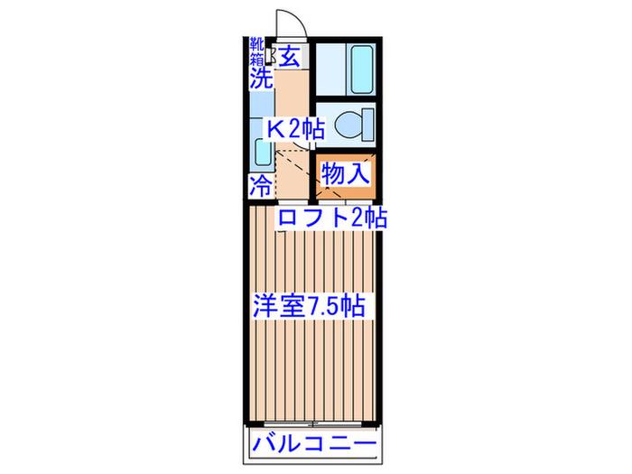 Kハウス弐番館(1K/1階)の間取り写真