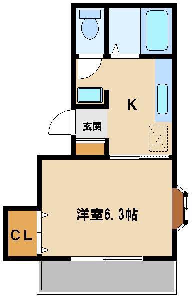 アリビオ(1K/1階)の間取り写真
