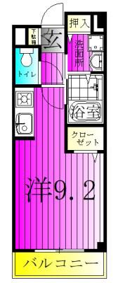 レークウッド(ワンルーム/1階)の間取り写真