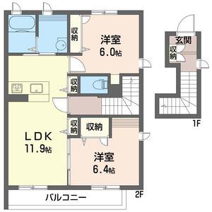 コスモ ランサ(2LDK/2階)の間取り写真