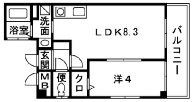K・T薬院南(1LDK/4階)の間取り写真