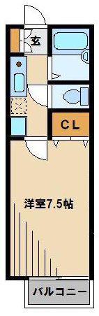 ウエスト COAST I(1K/1階)の間取り写真