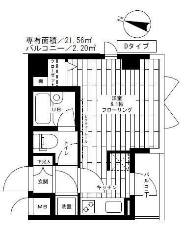 ステージファースト恵比寿東(ワンルーム/2階)の間取り写真