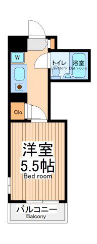 クリオ鶴見参番館(1K/2階)の間取り写真
