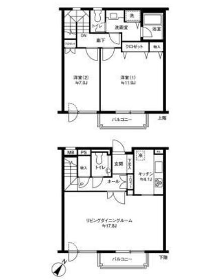 参宮橋 マンション(2LDK/3階)の間取り写真