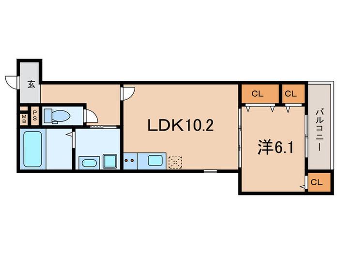 フジパレス御影本町(1LDK/1階)の間取り写真