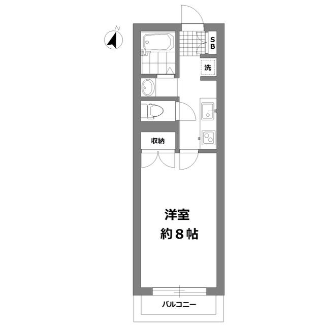 WHITE CLOUD(1K/2階)の間取り写真