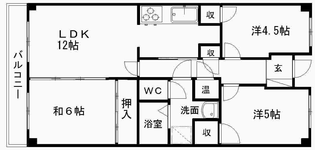 サンコーポ蜆塚(3LDK/5階)の間取り写真