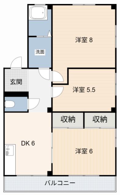 ファミリーマンション住吉(3DK/4階)の間取り写真
