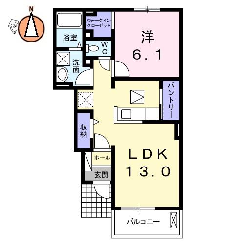エピナールC(1LDK/1階)の間取り写真