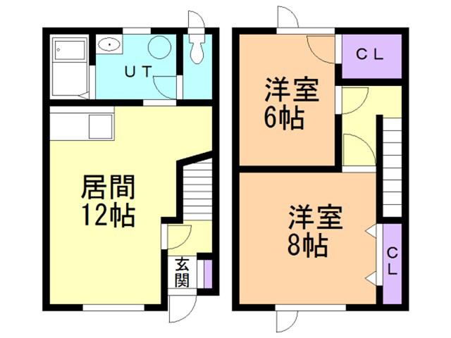 オーバーリバー(2LDK/1階)の間取り写真