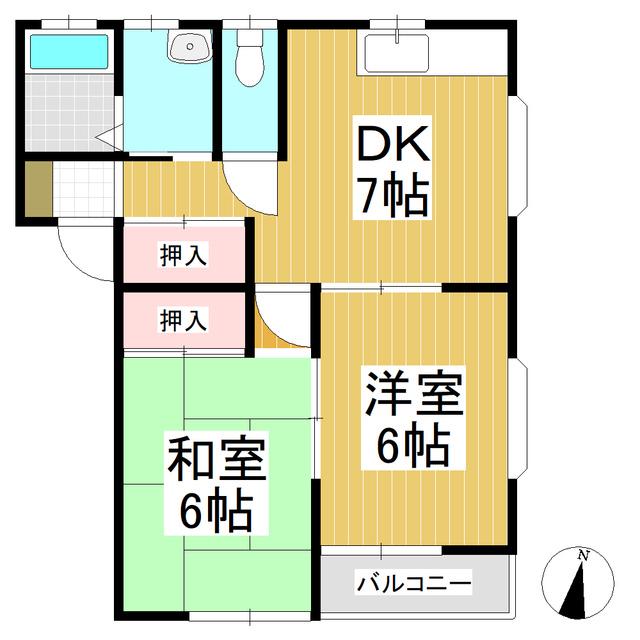ハイツエクセレント(2DK/2階)の間取り写真